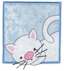 White Cat Embroidery Design Low Price