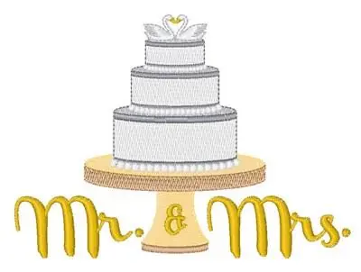Mr. & Mrs. Cake Embroidery Design Cheap
