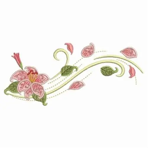 Flying Lily Petals Embroidery Design Authentic