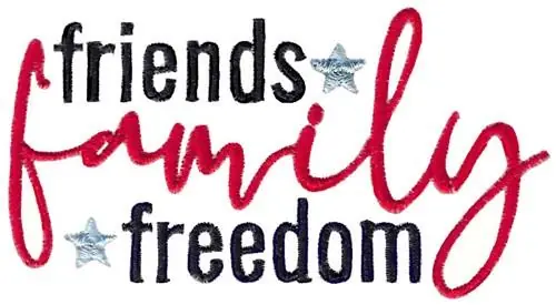 Genuine Friends Family Freedom Embroidery Design