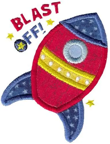 Markdown Applique Rocket Ship Embroidery Design
