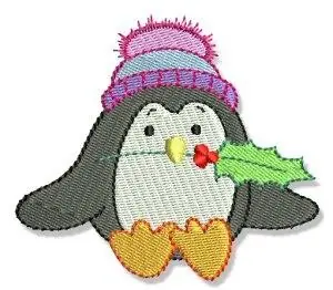 Holiday Penguin Embroidery Design Handmade