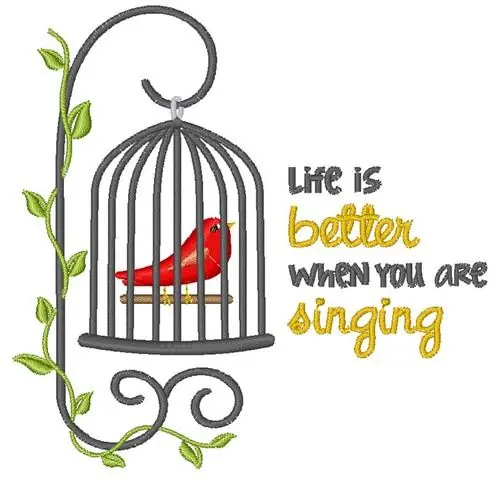 Spring Bird Singing Embroidery Design Viral