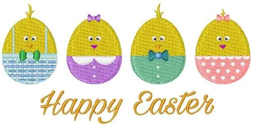 Same Day Shipping Happy Easter Eggs Embroidery Design