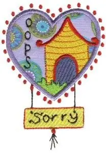 Final Sale Oops Sorry Embroidery Design
