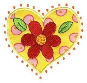 No Minimum Order Daisy Heart Embroidery Design