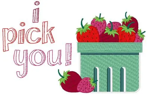 I Pick You Strawberry! Embroidery Design Instant Buy