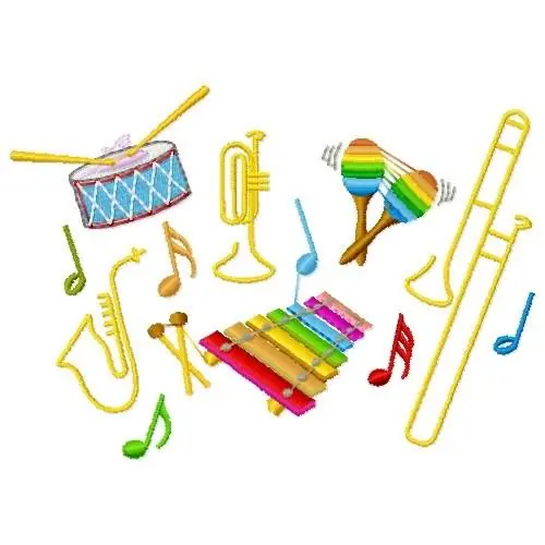Popular Musical Instruments Embroidery Design