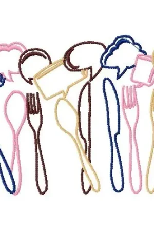 Conversation Utensils Embroidery Design Hassle-Free Returns