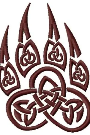 Celtic Wolf Paw Embroidery Design Handmade