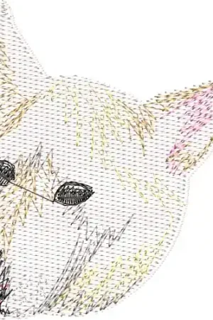 Authentic White Dog Head Embroidery Design