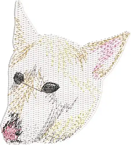 Authentic White Dog Head Embroidery Design