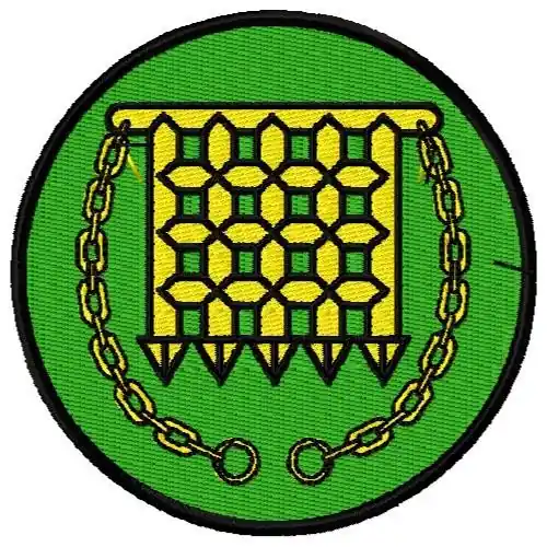 Worldwide Shipping Drawbridge & Chains Logo Embroidery Design