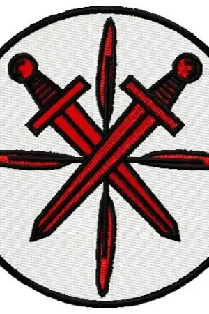 Certified Crossed Swords Logo Embroidery Design