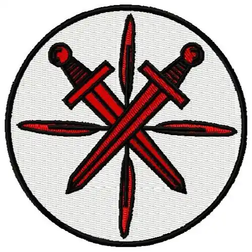 Certified Crossed Swords Logo Embroidery Design