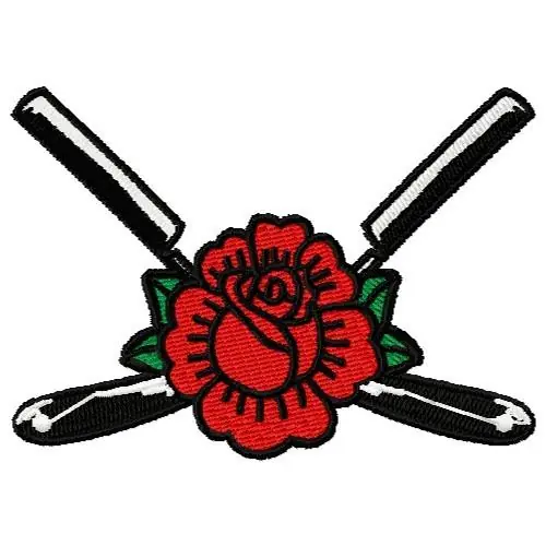 Exclusive Offer Straight Razors & Rose Embroidery Design
