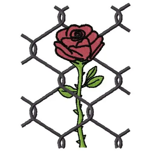 Wholesale Rose & Chain Link Fence Embroidery Design