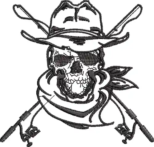 Fishing Cowboy Skeleton Embroidery Design Professional Grade