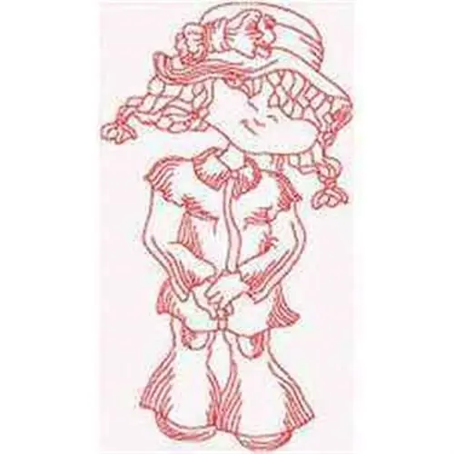 Redwork Girl Embroidery Design Flash Sale