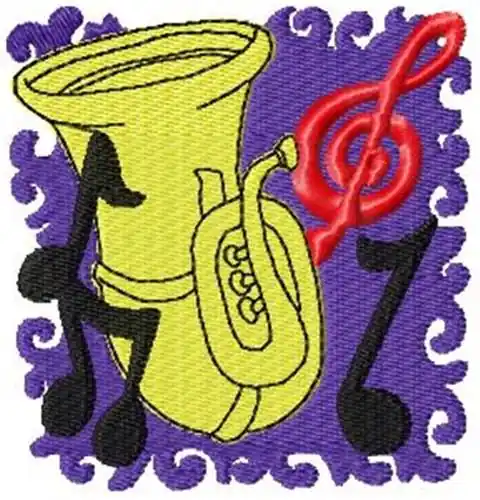 Tuba Music Block Embroidery Design Exclusive Offer