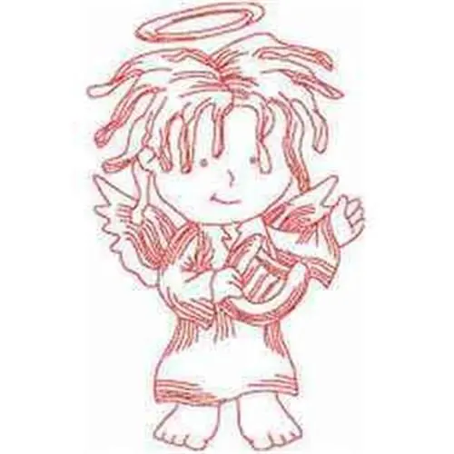 Exclusive Offer Redwork Lyre Angel Embroidery Design