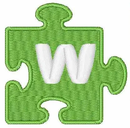 Genuine Puzzle Piece Solid W Embroidery Design