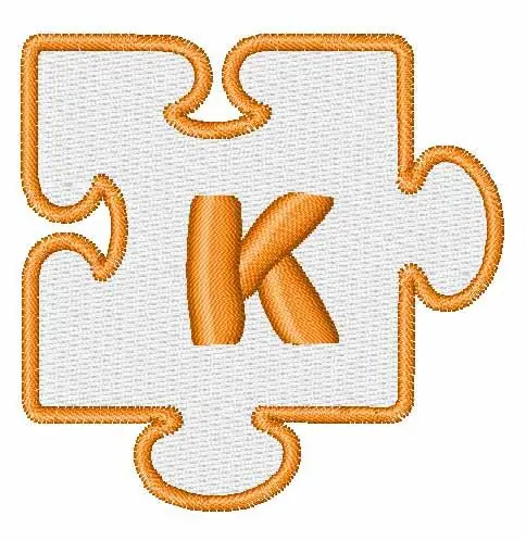 Puzzle Piece Outline K Embroidery Design Sale