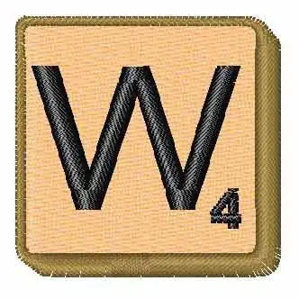 Scrabble Tile W 4 Embroidery Design Seasonal Sale
