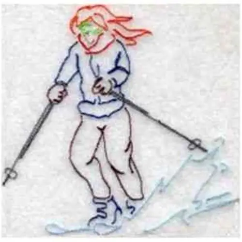 Lady Skiier Embroidery Design Direct From Manufacturer