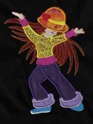 Applique Dancing Girl Embroidery Design Best Choice