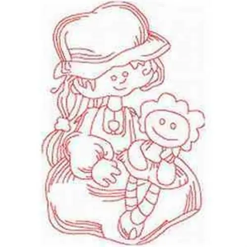 Redwork Girl Embroidery Design Sale