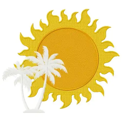 Palm Trees Sun Embroidery Design Money Back Guarantee