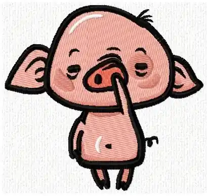 Nose Picker Pig Embroidery Design Trending