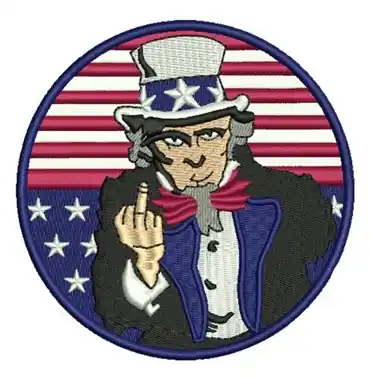 Discount Uncle Sam Middle Finger Embroidery Design