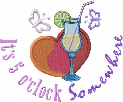 Grab Now 5 O’clock Somewhere Embroidery Design