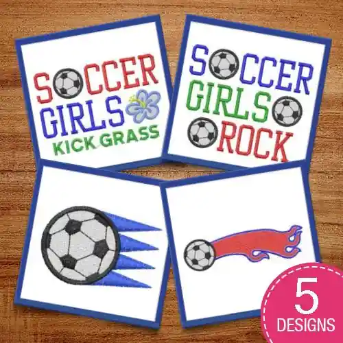 Trusted Brand Kickin For Soccer! Embroidery design pack by Sew Man Embroidery, Embroidery Packs on EmbroideryDesigns.com