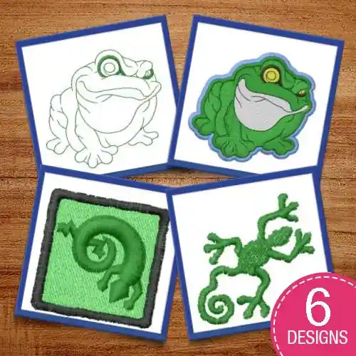 Buy Direct Reptiles & Amphibians Embroidery design pack by Sew Man Embroidery, Embroidery Packs on EmbroideryDesigns.com