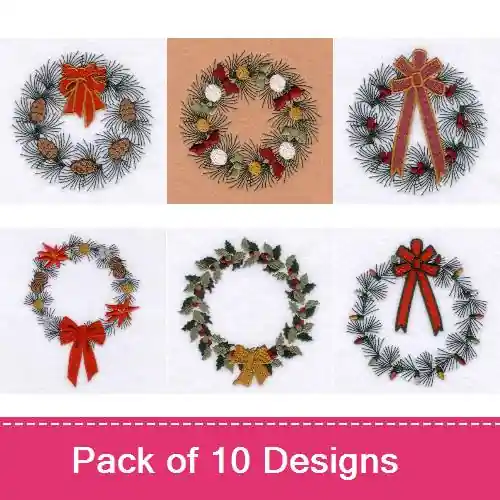 Christmas Wreaths Embroidery design pack by Starbird Inc, Embroidery Packs on EmbroideryDesigns.com Don’t Miss Out