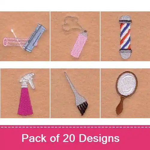 Hot Picks Salon & Barber design pack Embroidery design pack by Starbird Inc, Embroidery Packs on EmbroideryDesigns.com