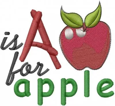 Trending A For Apple Embroidery Design