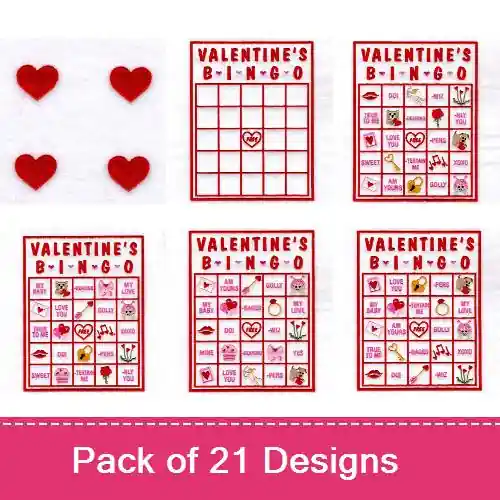 Valentine Bingo Applique Embroidery design pack by Starbird Inc, Embroidery Packs on EmbroideryDesigns.com Hot Deal