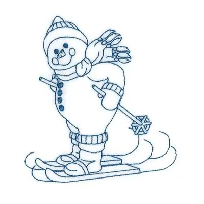 Snowman Skiing Embroidery Design Express Delivery
