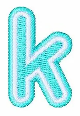 Original Neon Font Lowercase K Embroidery Design