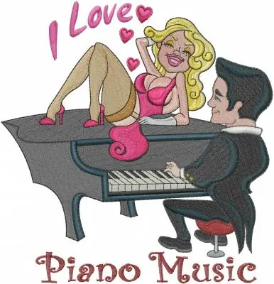 Crafted Piano Music Embroidery Design