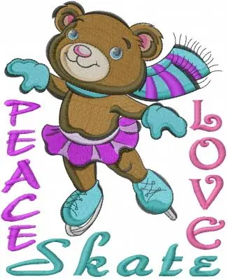 Peace Love Skate Embroidery Design Premium