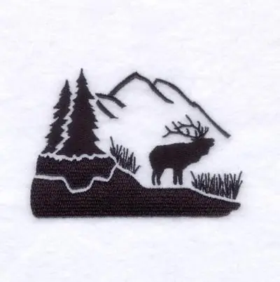 Top Rated Elk Silhouette Scene Embroidery Design