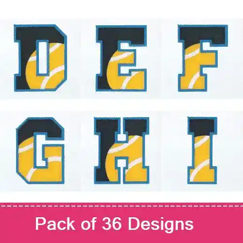 Genuine Tennis Applique Alphabet Embroidery design pack by Starbird Inc, Embroidery Packs on EmbroideryDesigns.com