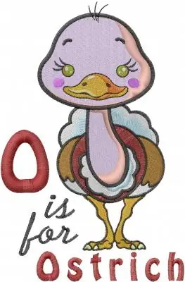 Fan Favorite O Ostrich Embroidery Design