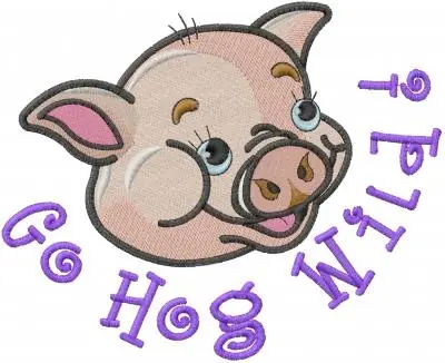 Warranty Included Hog Wild Embroidery Design
