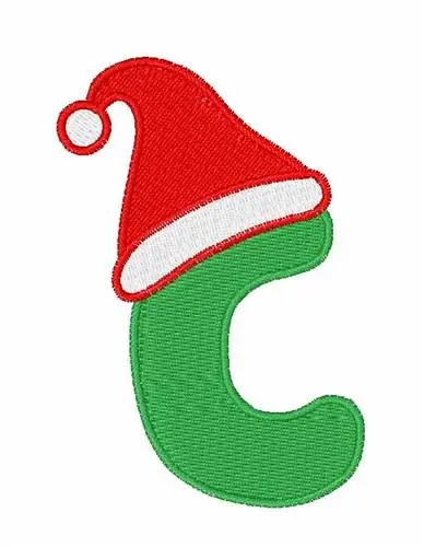 Popular Christmas Hat Font C Embroidery Design